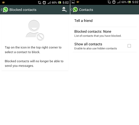 Block Someone on WhatsApp Contacts in Android